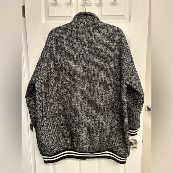 SOLD Munsoo Kwon Oversized Peacoat / Varsity Trim Jacket - Picture 2 of 7